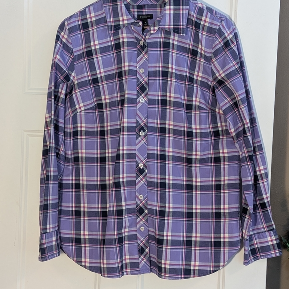 Talbots Tops - Talbots Purple Plaid Button Down Shirt